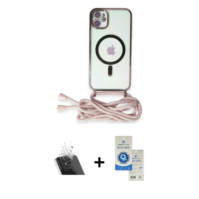 MARSİLYAN™- iPhone 11 Kılıf Eksen Özel Seri - Şeffaf Royal Nano Ekran Koruyucu + Kamera Lens Koruma Cam - SF