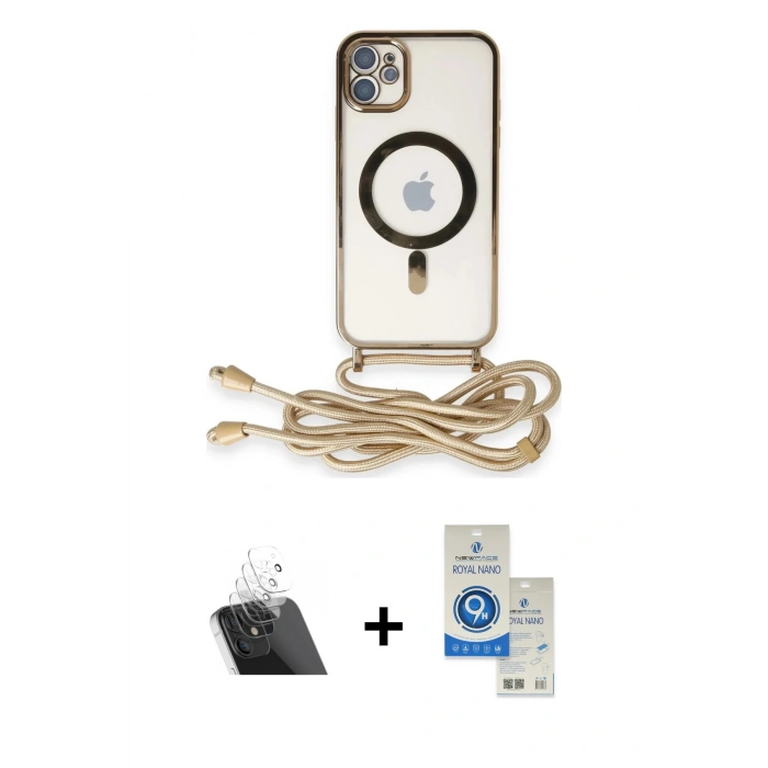 MARSİLYAN™- iPhone 11 Kılıf Eksen Özel Seri - Şeffaf Royal Nano Ekran Koruyucu + Kamera Lens Koruma Cam - SF