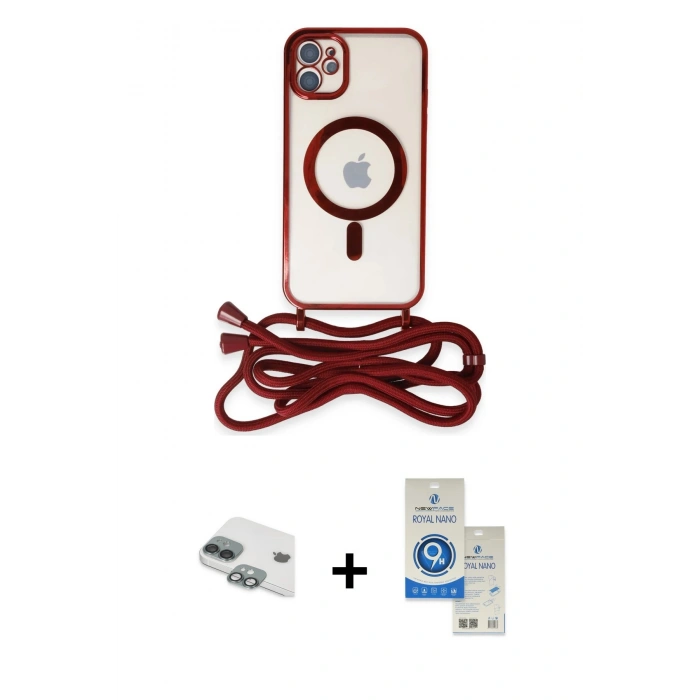 MARSİLYAN™- iPhone 11 Kılıf Eksen Özel Seri - Şeffaf Royal Nano Ekran Koruyucu + Pers Alüminyum Kamera Lens - YL