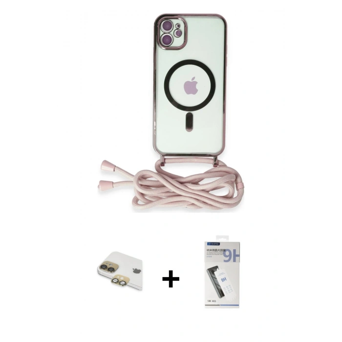 MARSİLYAN™- iPhone 11 Kılıf Eksen Özel Seri - Şeffaf Uv Polymer Nano Ekran Koruyucu + Pers Alüminyum Kamera Lens - GD