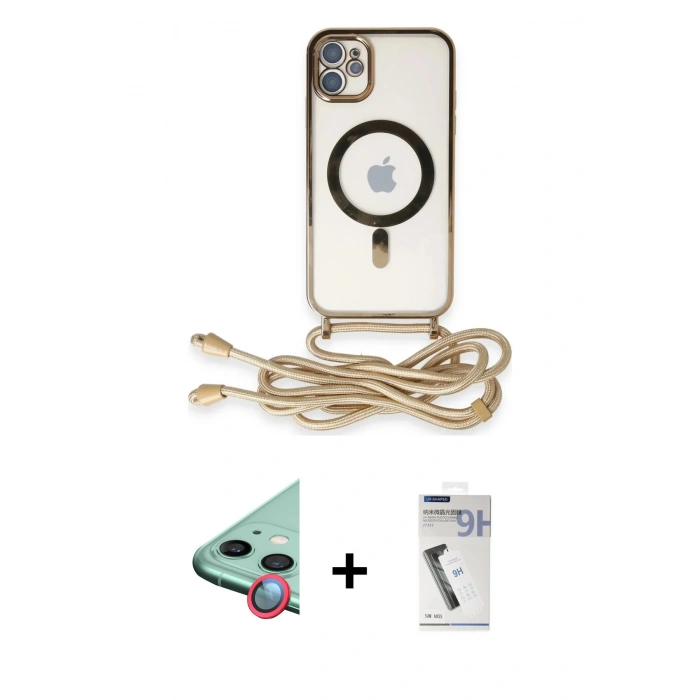 MARSİLYAN™- iPhone 11 Kılıf Eksen Özel Seri - Şeffaf Uv Polymer Nano Ekran Koruyucu + Raze Metal Kamera Lens - KI