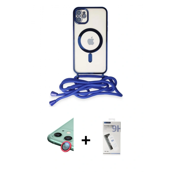MARSİLYAN™- iPhone 11 Kılıf Eksen Özel Seri - Şeffaf Uv Polymer Nano Ekran Koruyucu + Raze Metal Kamera Lens - KI