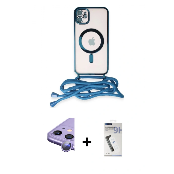 MARSİLYAN™- iPhone 11 Kılıf Eksen Özel Seri - Şeffaf Uv Polymer Nano Ekran Koruyucu + Raze Metal Kamera Lens - MR