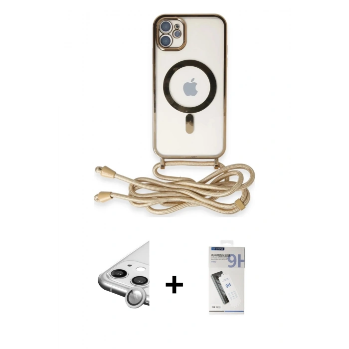MARSİLYAN™- iPhone 11 Kılıf Eksen Özel Seri - Şeffaf Uv Polymer Nano Ekran Koruyucu + Raze Metal Kamera Lens - GS