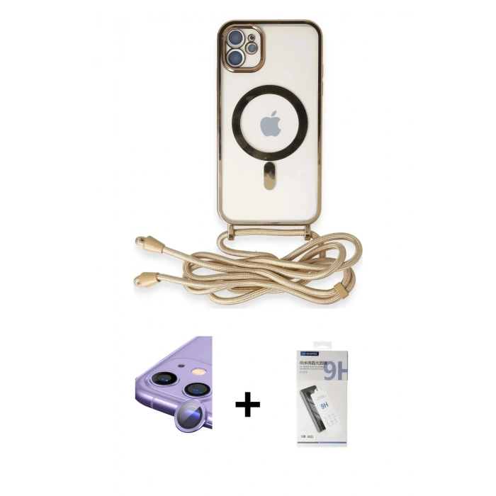 MARSİLYAN™- iPhone 11 Kılıf Eksen Özel Seri - Şeffaf Uv Polymer Nano Ekran Koruyucu + Raze Metal Kamera Lens - MR