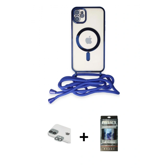 MARSİLYAN™- iPhone 11 Kılıf Eksen Özel Seri - Siyah 34D Hayalet Izgaralı Cam + Pers Alüminyum Kamera Lens - YL