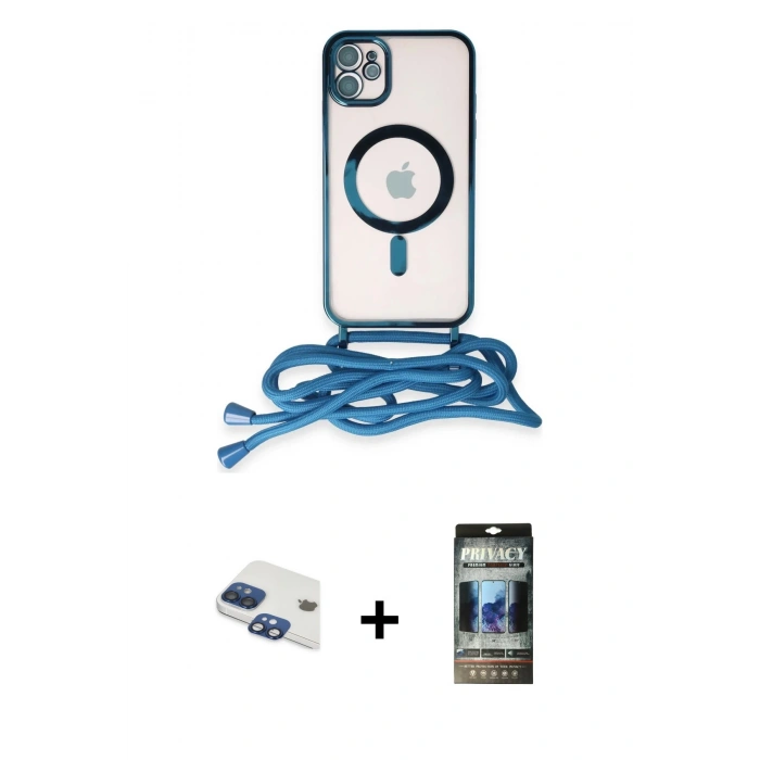 MARSİLYAN™- iPhone 11 Kılıf Eksen Özel Seri - Siyah 34D Hayalet Izgaralı Cam + Pers Alüminyum Kamera Lens - LT