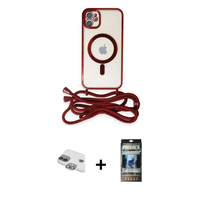 MARSİLYAN™- iPhone 11 Kılıf Eksen Özel Seri - Siyah 34D Hayalet Izgaralı Cam + Pers Alüminyum Kamera Lens - YL