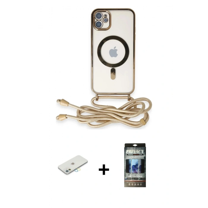 MARSİLYAN™- iPhone 11 Kılıf Eksen Özel Seri - Siyah 34D Hayalet Izgaralı Cam + Renkli Kamera Lens Koruma Cam - SI