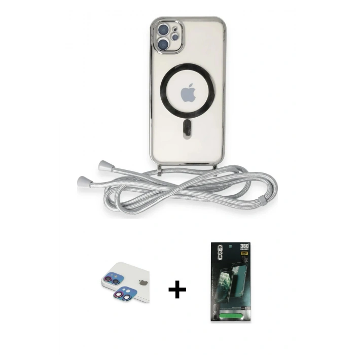 MARSİLYAN™- iPhone 11 Kılıf Eksen Özel Seri - Siyah 360 Mat Full Body Arka Koruyucu + Pers Alüminyum Kamera Lens - GI