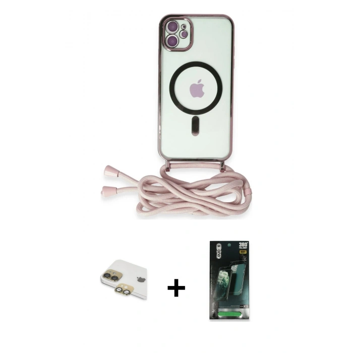 MARSİLYAN™- iPhone 11 Kılıf Eksen Özel Seri - Siyah 360 Mat Full Body Arka Koruyucu + Pers Alüminyum Kamera Lens - GD