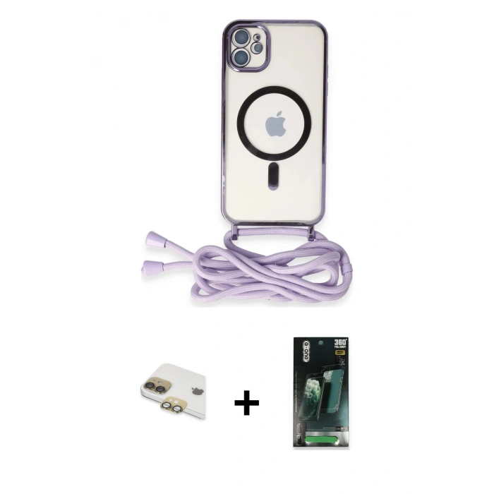 MARSİLYAN™- iPhone 11 Kılıf Eksen Özel Seri - Siyah 360 Mat Full Body Arka Koruyucu + Pers Alüminyum Kamera Lens - GD