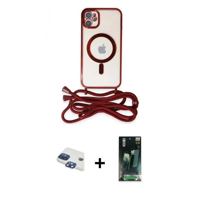 MARSİLYAN™- iPhone 11 Kılıf Eksen Özel Seri - Siyah 360 Mat Full Body Arka Koruyucu + Pers Alüminyum Kamera Lens - LT