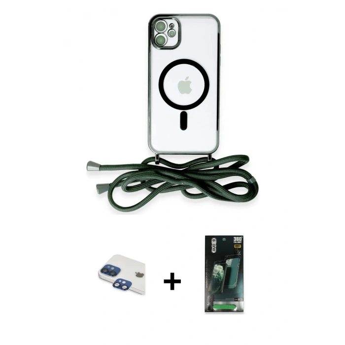 MARSİLYAN™- iPhone 11 Kılıf Eksen Özel Seri - Siyah 360 Mat Full Body Arka Koruyucu + Pers Alüminyum Kamera Lens - LT