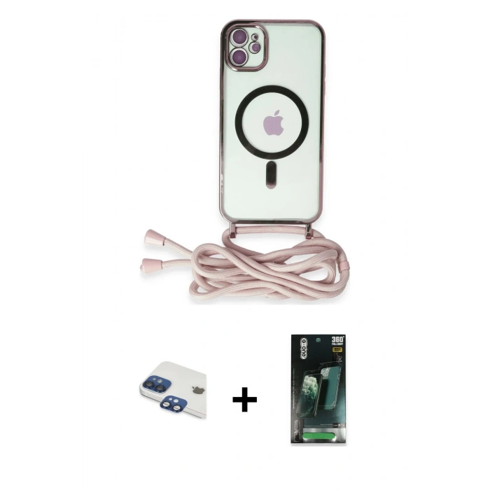 MARSİLYAN™- iPhone 11 Kılıf Eksen Özel Seri - Siyah 360 Mat Full Body Arka Koruyucu + Pers Alüminyum Kamera Lens - LT