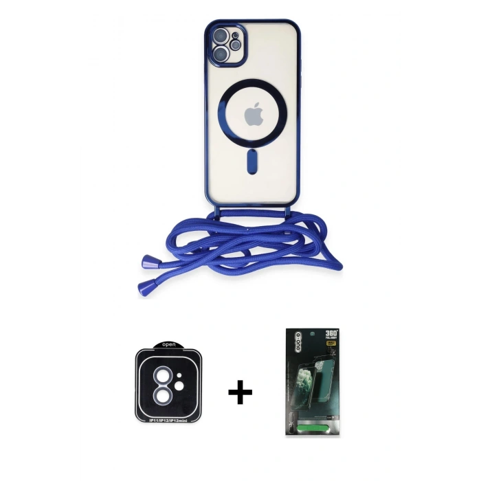MARSİLYAN™- iPhone 11 Kılıf Eksen Özel Seri - Siyah 360 Mat Full Body Arka Koruyucu + PVD Metal Kamera Lens - MI