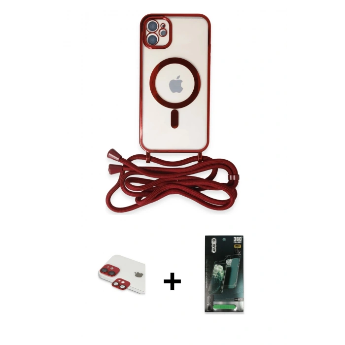 MARSİLYAN™- iPhone 11 Kılıf Eksen Özel Seri - Siyah 360 Mat Full Body Arka Koruyucu + Pers Alüminyum Kamera Lens - KI