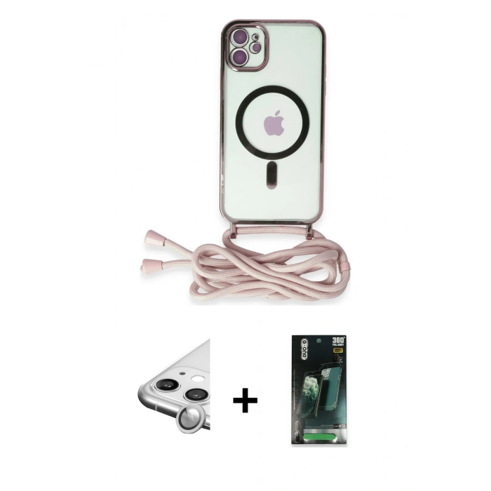 MARSİLYAN™- iPhone 11 Kılıf Eksen Özel Seri - Siyah 360 Mat Full Body Arka Koruyucu + Raze Metal Kamera Lens - GS