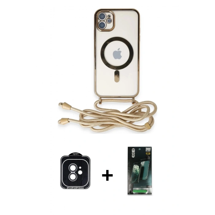 MARSİLYAN™- iPhone 11 Kılıf Eksen Özel Seri - Siyah 360 Mat Full Body Arka Koruyucu + PVD Metal Kamera Lens - SH