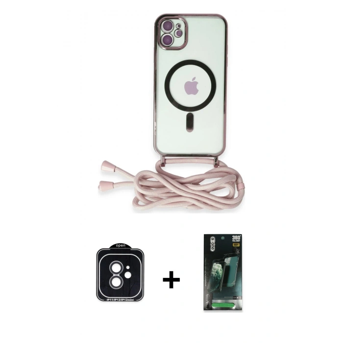 MARSİLYAN™- iPhone 11 Kılıf Eksen Özel Seri - Siyah 360 Mat Full Body Arka Koruyucu + PVD Metal Kamera Lens - SH