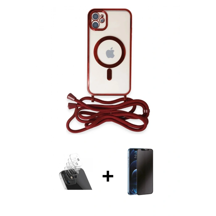 MARSİLYAN™- iPhone 11 Kılıf Eksen Özel Seri - Siyah 3D Antistatik Hayalet Cam Ekran Koruyucu + Kamera Lens Koruma Cam - SF