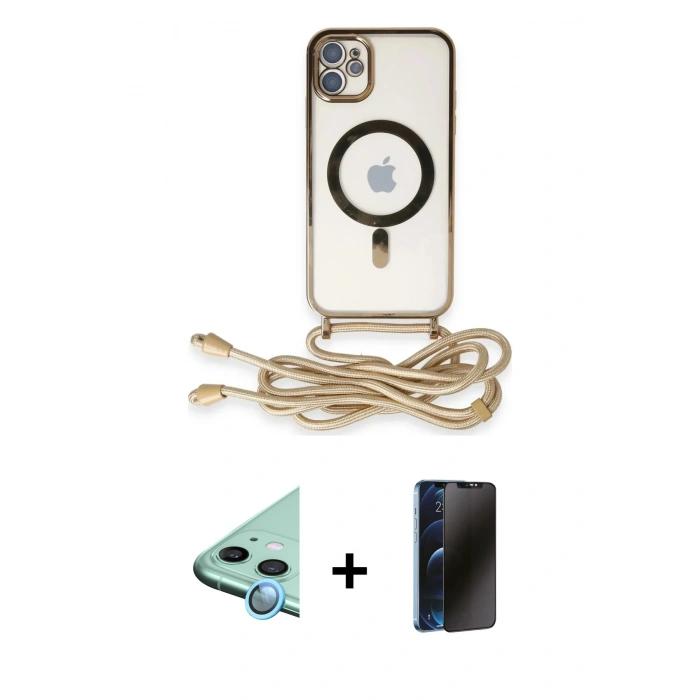 MARSİLYAN™- iPhone 11 Kılıf Eksen Özel Seri - Siyah 3D Antistatik Hayalet Cam Ekran Koruyucu + Raze Metal Kamera Lens - MI