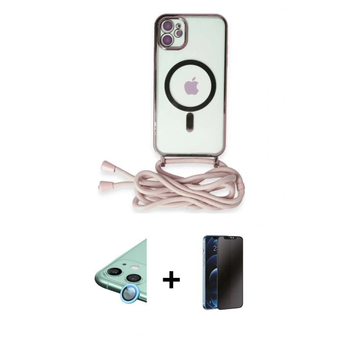 MARSİLYAN™- iPhone 11 Kılıf Eksen Özel Seri - Siyah 3D Antistatik Hayalet Cam Ekran Koruyucu + Raze Metal Kamera Lens - MI