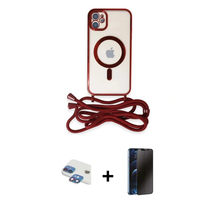 MARSİLYAN™- iPhone 11 Kılıf Eksen Özel Seri - Siyah 3D Antistatik Hayalet Cam Ekran Koruyucu + Pers Alüminyum Kamera Lens - GI