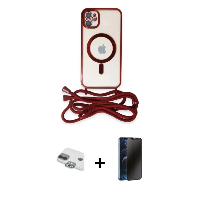MARSİLYAN™- iPhone 11 Kılıf Eksen Özel Seri - Siyah 3D Antistatik Hayalet Cam Ekran Koruyucu + Pers Alüminyum Kamera Lens - YL