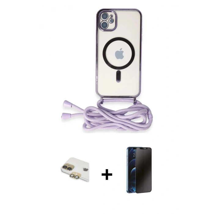 MARSİLYAN™- iPhone 11 Kılıf Eksen Özel Seri - Siyah 3D Antistatik Hayalet Cam Ekran Koruyucu + Pers Alüminyum Kamera Lens - GD