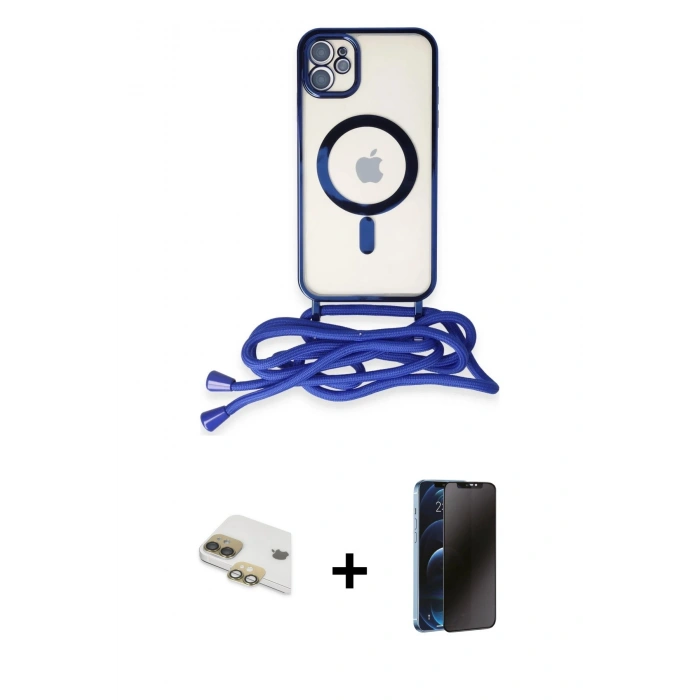 MARSİLYAN™- iPhone 11 Kılıf Eksen Özel Seri - Siyah 3D Antistatik Hayalet Cam Ekran Koruyucu + Pers Alüminyum Kamera Lens - GD