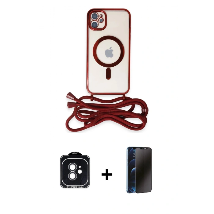 MARSİLYAN™- iPhone 11 Kılıf Eksen Özel Seri - Siyah 3D Antistatik Hayalet Cam Ekran Koruyucu + PVD Metal Kamera Lens - SH