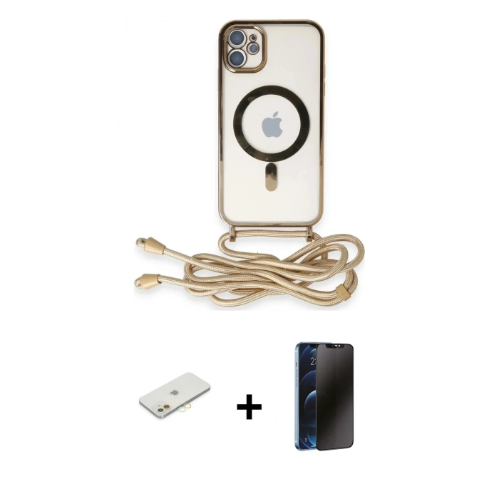 MARSİLYAN™- iPhone 11 Kılıf Eksen Özel Seri - Siyah 3D Antistatik Hayalet Cam Ekran Koruyucu + Renkli Kamera Lens Koruma Cam - TU