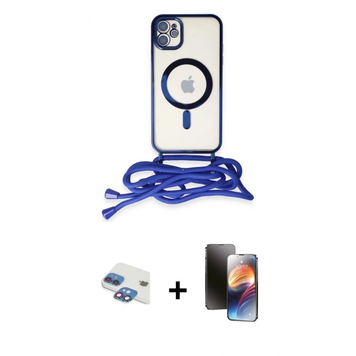 MARSİLYAN™- iPhone 11 Kılıf Eksen Özel Seri - Siyah 3D Antistatik Mat Seramik Nano Ekran Koruyucu + Pers Alüminyum Kamera Lens - GI