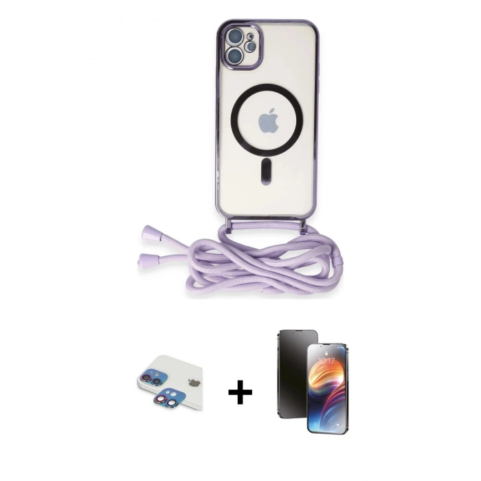MARSİLYAN™- iPhone 11 Kılıf Eksen Özel Seri - Siyah 3D Antistatik Mat Seramik Nano Ekran Koruyucu + Pers Alüminyum Kamera Lens - GI