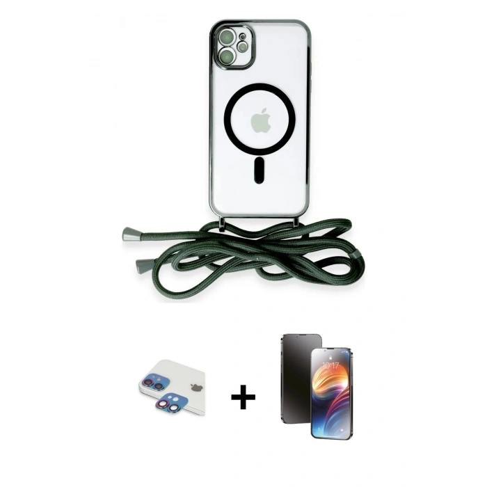 MARSİLYAN™- iPhone 11 Kılıf Eksen Özel Seri - Siyah 3D Antistatik Mat Seramik Nano Ekran Koruyucu + Pers Alüminyum Kamera Lens - GI