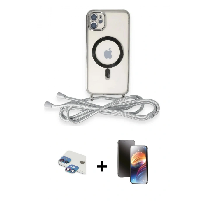 MARSİLYAN™- iPhone 11 Kılıf Eksen Özel Seri - Siyah 3D Antistatik Mat Seramik Nano Ekran Koruyucu + Pers Alüminyum Kamera Lens - GI