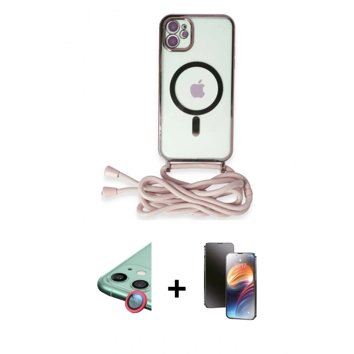 MARSİLYAN™- iPhone 11 Kılıf Eksen Özel Seri - Siyah 3D Antistatik Mat Seramik Nano Ekran Koruyucu + Raze Metal Kamera Lens - KI