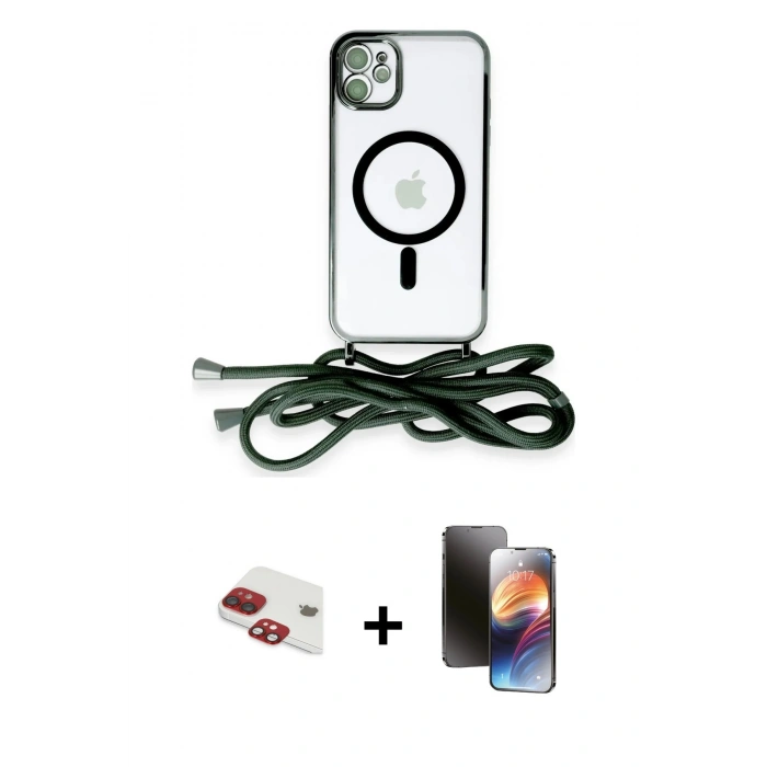 MARSİLYAN™- iPhone 11 Kılıf Eksen Özel Seri - Siyah 3D Antistatik Mat Seramik Nano Ekran Koruyucu + Pers Alüminyum Kamera Lens - KI