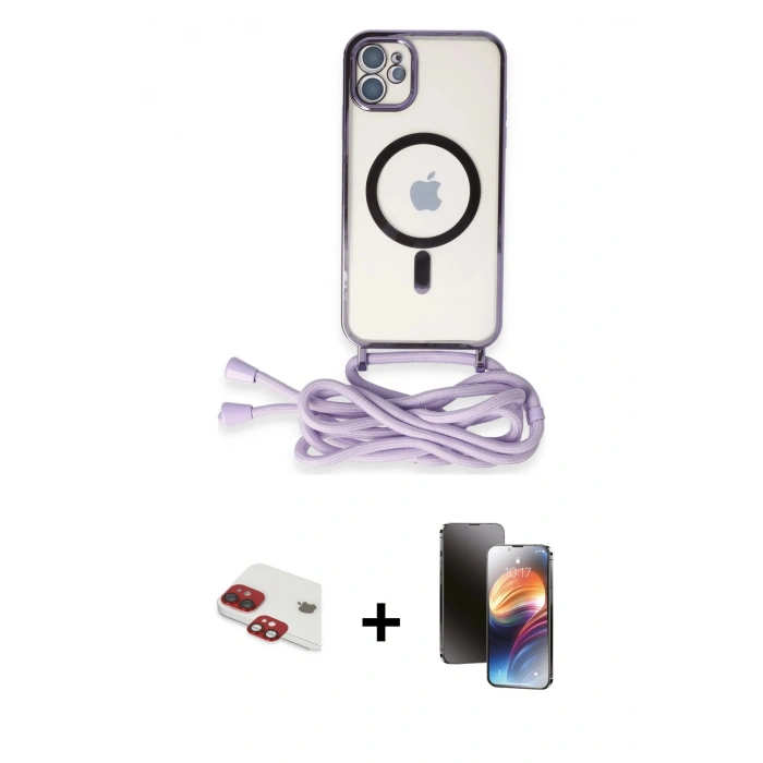 MARSİLYAN™- iPhone 11 Kılıf Eksen Özel Seri - Siyah 3D Antistatik Mat Seramik Nano Ekran Koruyucu + Pers Alüminyum Kamera Lens - KI