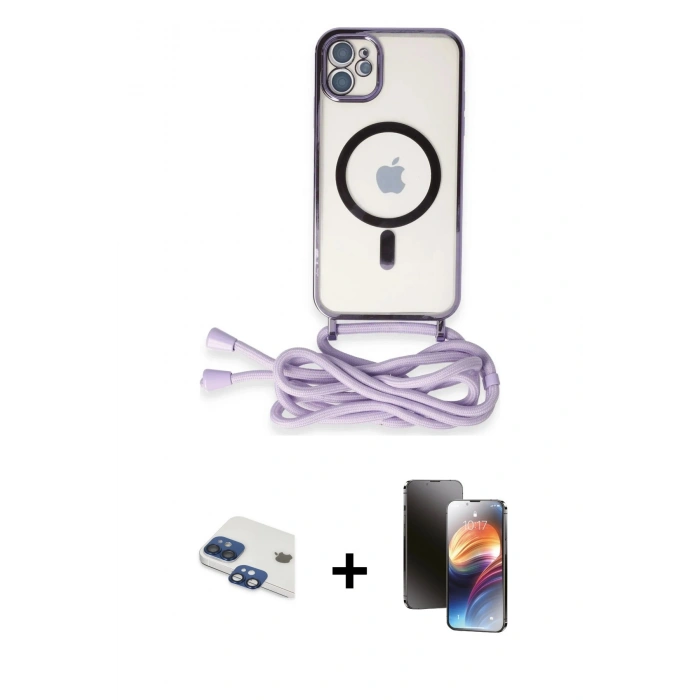 MARSİLYAN™- iPhone 11 Kılıf Eksen Özel Seri - Siyah 3D Antistatik Mat Seramik Nano Ekran Koruyucu + Pers Alüminyum Kamera Lens - LT