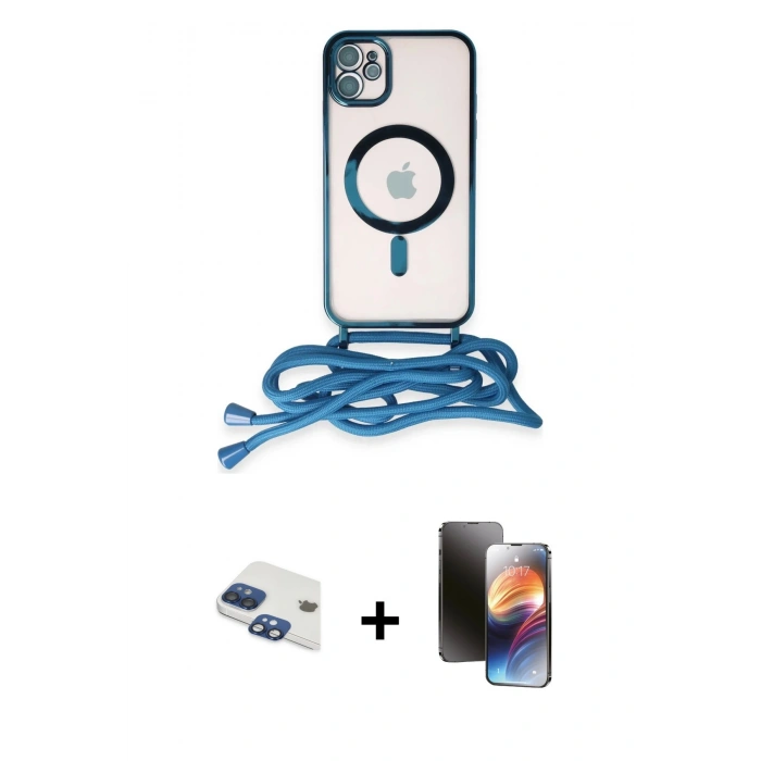 MARSİLYAN™- iPhone 11 Kılıf Eksen Özel Seri - Siyah 3D Antistatik Mat Seramik Nano Ekran Koruyucu + Pers Alüminyum Kamera Lens - LT