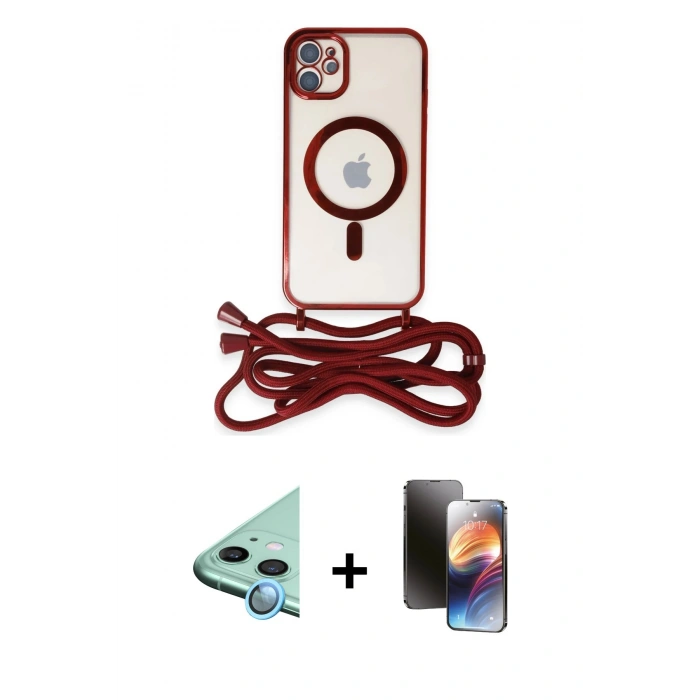 MARSİLYAN™- iPhone 11 Kılıf Eksen Özel Seri - Siyah 3D Antistatik Mat Seramik Nano Ekran Koruyucu + Mavi Raze Metal Kamera Lens