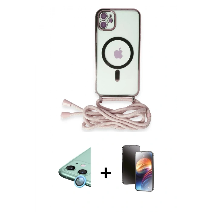 MARSİLYAN™- iPhone 11 Kılıf Eksen Özel Seri - Siyah 3D Antistatik Mat Seramik Nano Ekran Koruyucu + Mavi Raze Metal Kamera Lens