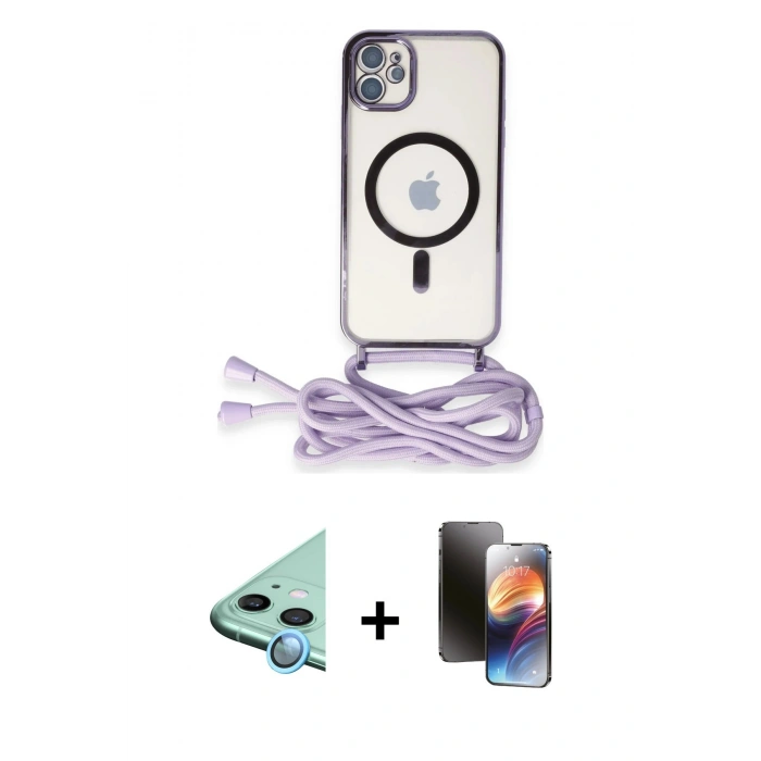MARSİLYAN™- iPhone 11 Kılıf Eksen Özel Seri - Siyah 3D Antistatik Mat Seramik Nano Ekran Koruyucu + Mavi Raze Metal Kamera Lens