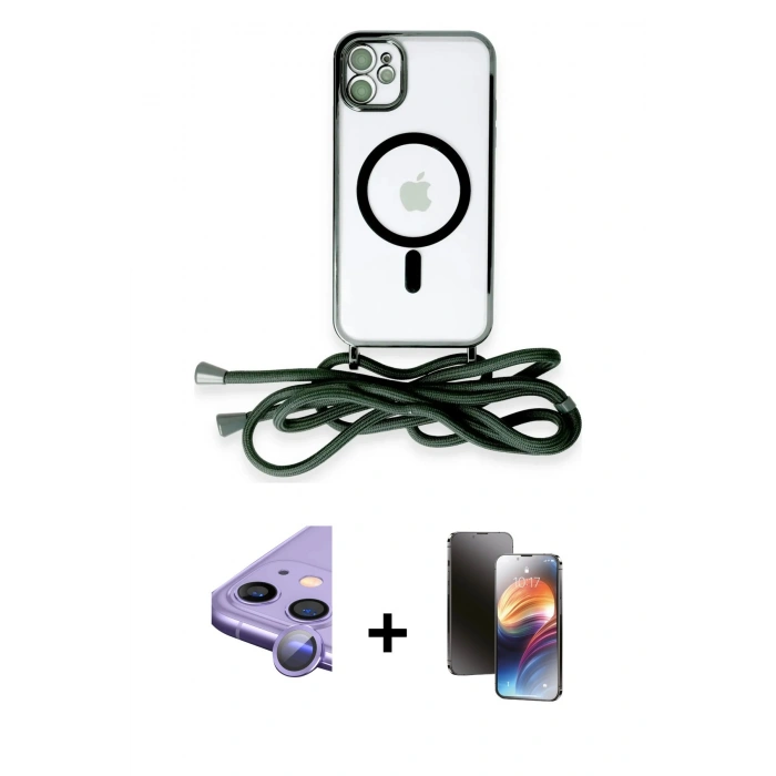 MARSİLYAN™- iPhone 11 Kılıf Eksen Özel Seri - Siyah 3D Antistatik Mat Seramik Nano Ekran Koruyucu + Raze Metal Kamera Lens - MR