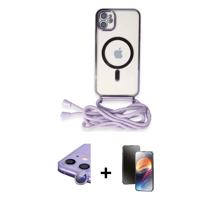 MARSİLYAN™- iPhone 11 Kılıf Eksen Özel Seri - Siyah 3D Antistatik Mat Seramik Nano Ekran Koruyucu + Raze Metal Kamera Lens - MR