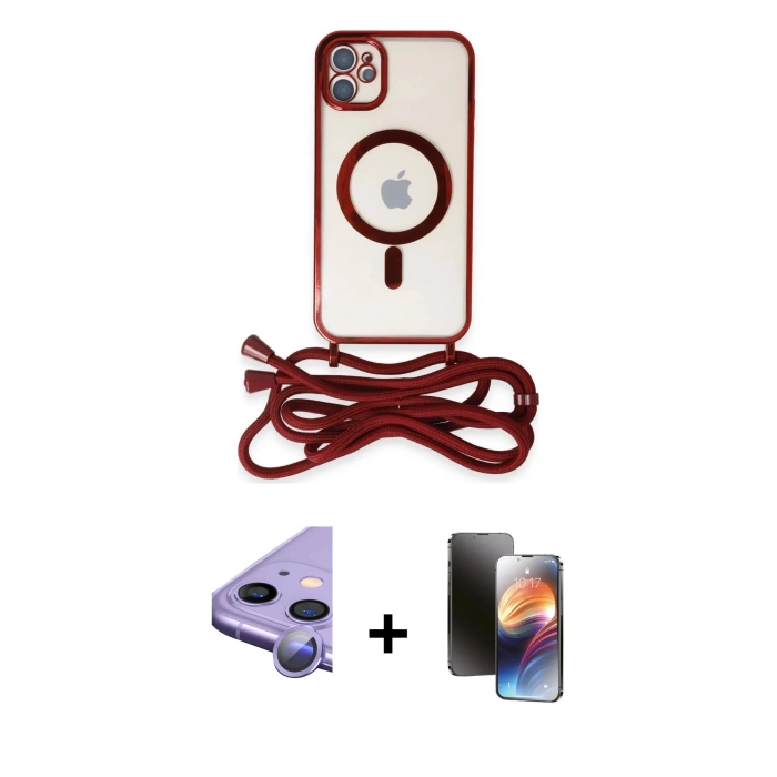 MARSİLYAN™- iPhone 11 Kılıf Eksen Özel Seri - Siyah 3D Antistatik Mat Seramik Nano Ekran Koruyucu + Raze Metal Kamera Lens - MR