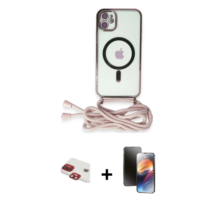 MARSİLYAN™- iPhone 11 Kılıf Eksen Özel Seri - Siyah 3D Antistatik Mat Seramik Nano Ekran Koruyucu + Pers Alüminyum Kamera Lens - KI