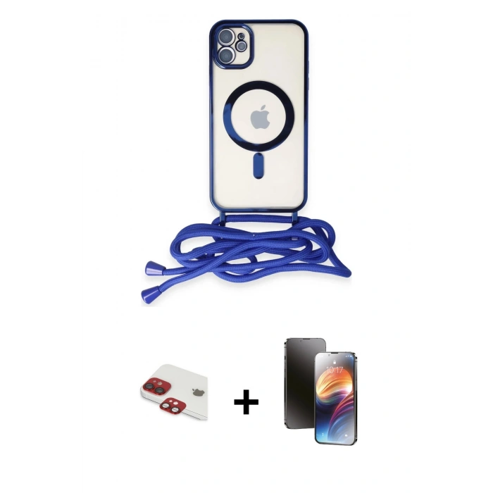MARSİLYAN™- iPhone 11 Kılıf Eksen Özel Seri - Siyah 3D Antistatik Mat Seramik Nano Ekran Koruyucu + Pers Alüminyum Kamera Lens - KI